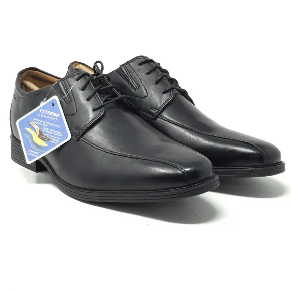 Clarks Whiddon Pace Black Leather Oxford Size 12W - Picture 2 of 9